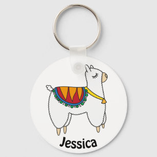 Cute Alpaca Doodle Persoonlijk Sleutelhanger