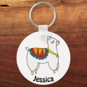 Cute Alpaca Doodle Persoonlijk Sleutelhanger (Achterkant)