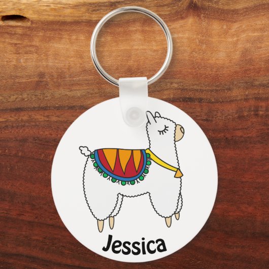 Cute Alpaca Doodle Persoonlijk Sleutelhanger (Voorkant)