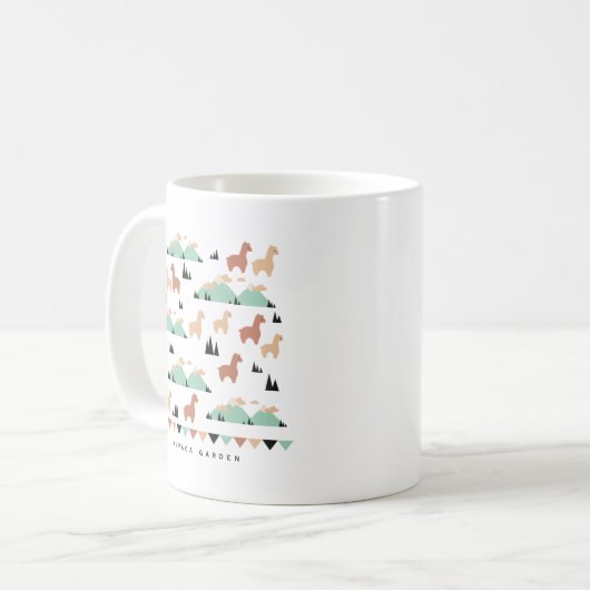 Cute Alpaca Herd Pattern Coffee Mok (Voorkant links)