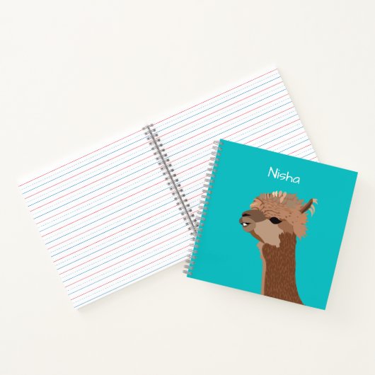 Cute Alpaca Kinder Name Persoonlijk Notitieboek (Binnen)
