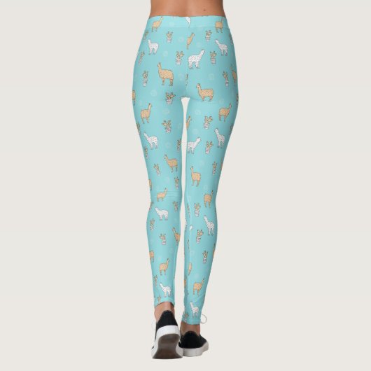 Cute Alpaca Llama Cactus Pattern 2 Leggings (Achterkant)