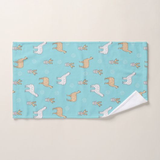 Cute Alpaca Llama Cactus Pattern Bad Handdoek (Handdoek)