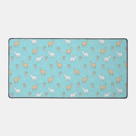Cute Alpaca Llama Cactus Pattern Bureaumat (Voorkant)