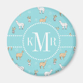 Cute Alpaca Llama Cactus Pattern Magneet (Voorkant)