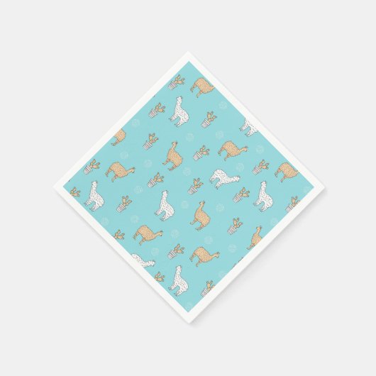 Cute Alpaca Llama Cactus Pattern Servetten (Hoek)