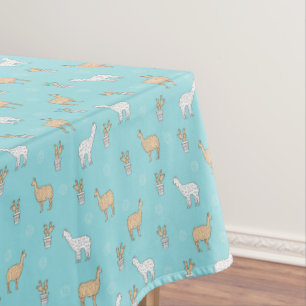 Cute Alpaca Llama Cactus Pattern Tafelkleed
