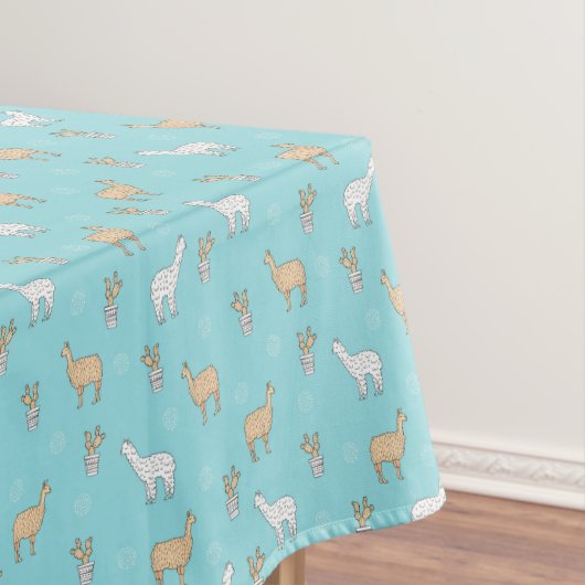 Cute Alpaca Llama Cactus Pattern Tafelkleed (Voorbeeld)
