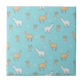 Cute Alpaca Llama Cactus Pattern Tegeltje (Voorkant)