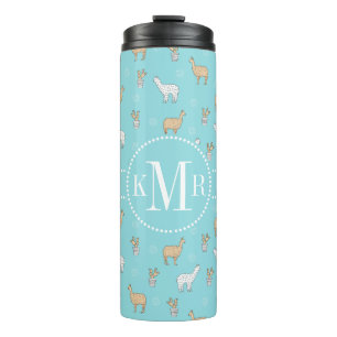 Cute Alpaca Llama Cactus Pattern Thermosbeker