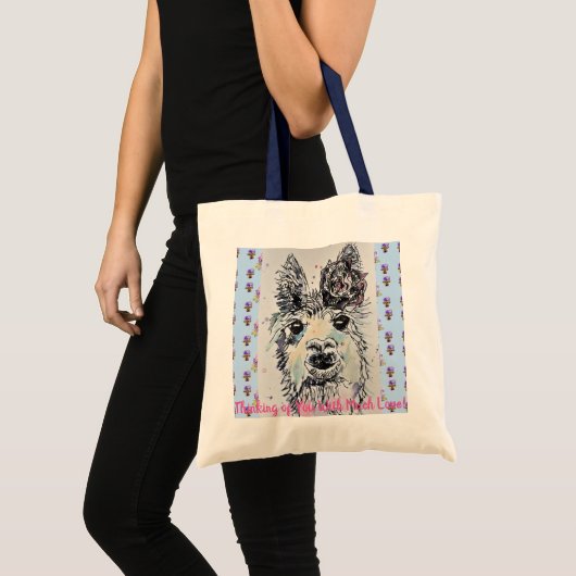 Cute Alpaca Llama Funny Denking You Canvas tas (Voorkant (product))