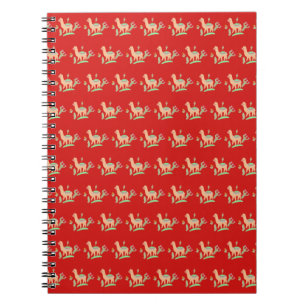 Cute Alpaca Red Pattern Notitieboek