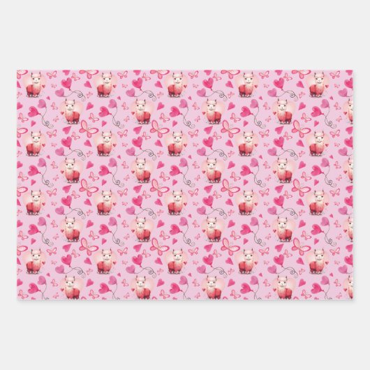 Cute Alpaca Valentine's Day Wrapping Papier (Devant)