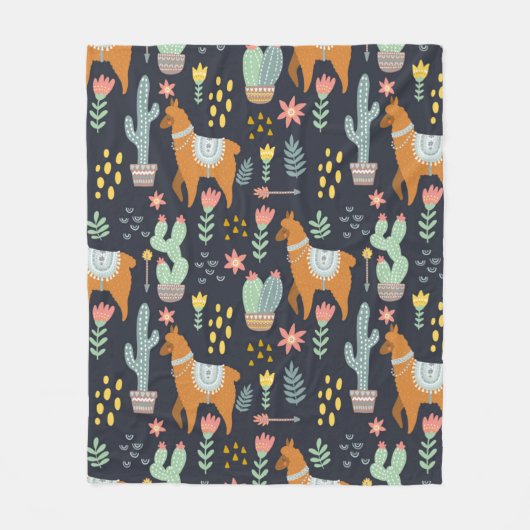 Cute Alpacas Pattern Fleece Deken (Voorkant)