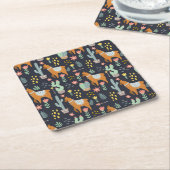 Cute Alpacas Pattern Vierkante Kartonnen Onderzetter (Schuin)
