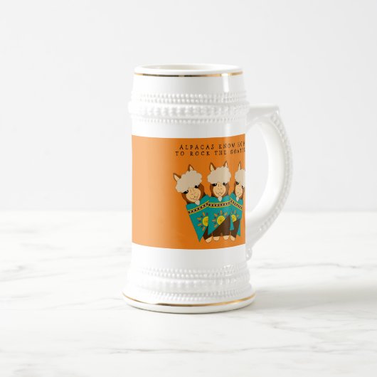 Cute Alpacas Rocking Goatees & Blauwgroen Serapes Bierpul (Voorkant rechts)