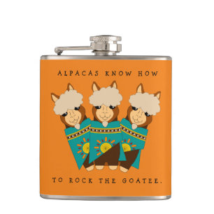Cute Alpacas Rocking Goatees & Blauwgroen Serapes Heupfles