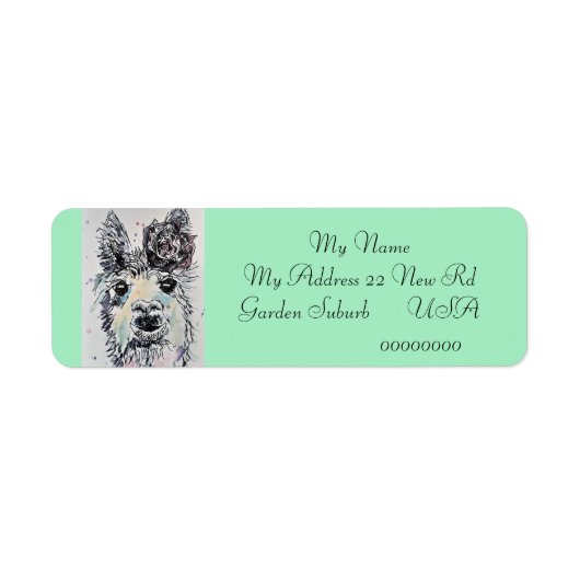 Cute Alpacca Limited Animal Return Address Labels (Voorkant)