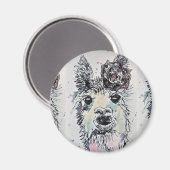 Cute Alpacca llama Animal Aquarelle Art Magnet (Recto/Verso)