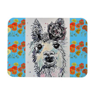 Cute Alpacca llama Animal Waterverf Art Magnet Magneet
