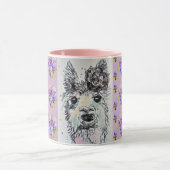Cute Alpacca Llama lilas Aquarelle Peinture Mug (Centre)