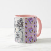 Cute Alpacca Llama lilas Aquarelle Peinture Mug (Devant droit)