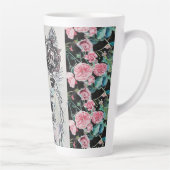 Cute Alpacca Llama Rose Aquarelle Latte Mug (Droite)