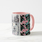 Cute Alpacca Llama Rose Aquarelle Peinture Mug (Devant droit)