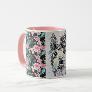 Cute Alpacca Llama Rose Aquarelle Peinture Mug