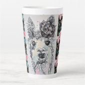 Cute Alpacca Llama Rozen Waterverf Latte Mok (Voorkant)