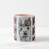 Cute Alpacca Llama Rozen Waterverf Mok schilderen (Midden)