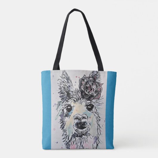 Cute Alpacca Llama Waterverf Grocery Canvas tas (Achterkant)