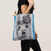 Cute Alpacca Llama Waterverf Grocery Canvas tas (Dichtbij)
