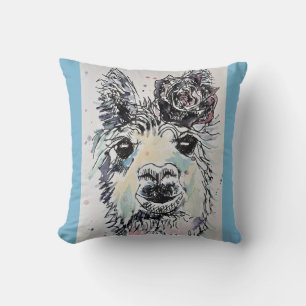 Cute Alpacca Lllama Aquarelle Coussin