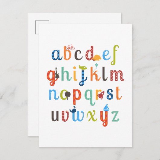 Cute Alphabet Design Briefkaart (Voorkant / Achterkant)