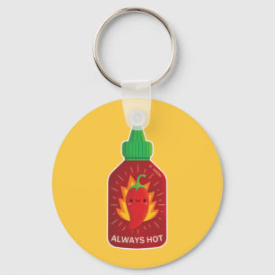 Cute Altijd Hot Red Chili Pepper Sauce Bottle Sleutelhanger