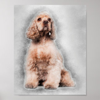 Cute American Cocker Spaniel Decoration Poster