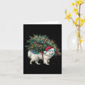 Cute American Eskimo Dog In A Christmas Tree For M Kaart (Gele Bloem)