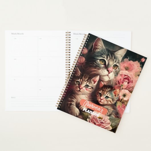 Cute Amoureux des chats féminine Planner avec Mama (Devant avec enveloppe)