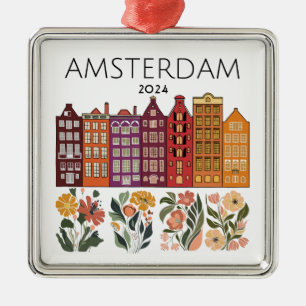Cute Amsterdam Bloemenkanaal Huizen Metalen Ornament