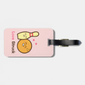 Cute Amusing Bowling Ball and Pin Love Struck Bagagelabel (Achterkant horizontaal)