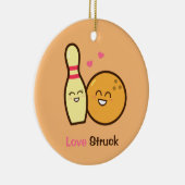 Cute Amusing Bowling Ball and Pin Love Struck Keramisch Ornament (Rechts)