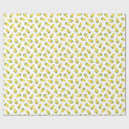 Cute Amusing Corn Expressions Pattern Cadeaupapier (Vlak)