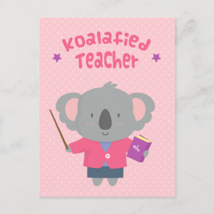 Cute Amusing Pun Koala Beer Teacher Briefkaart