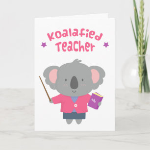 Cute Amusing Pun Koala Beer Teacher Kaart