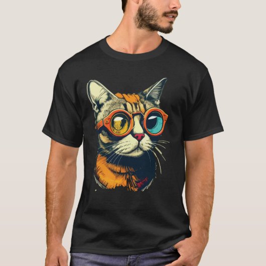 Cute Anamorphic Goggle Wearing Cat Unique T-shirt (Voorkant)