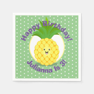 Cute anananas tropical fruit cartoon illustratie servet