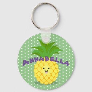 Cute anananas tropical fruit cartoon illustratie sleutelhanger