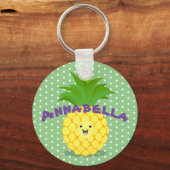 Cute anananas tropical fruit cartoon illustratie sleutelhanger (Voorkant)