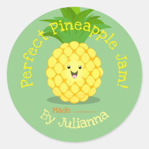 Cute ananas fruit dessin animé confiture étiquette